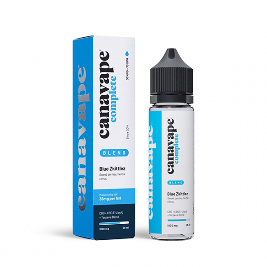 Canavape 1800mg Full-Spectrum CBD + CBG E-liquid 50ml (30VG/70PG) - Flavour: Blue Zkittlez