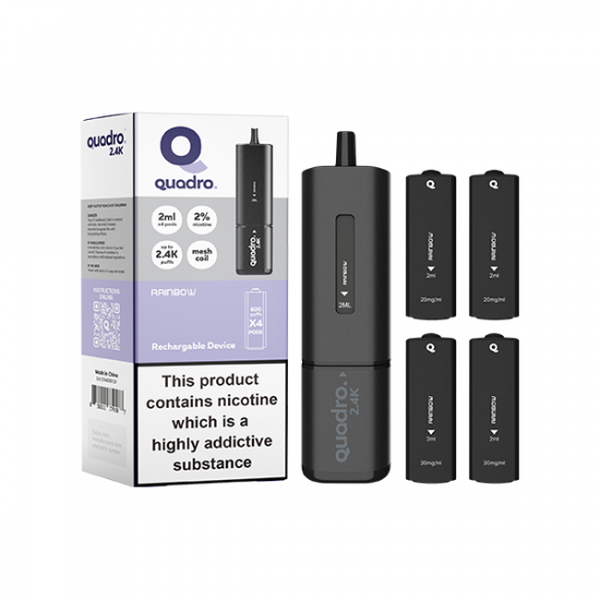 20mg Quadro 2.4K Pod Vape Kit Black Series 2400 Puffs - Flavour: Rainbow