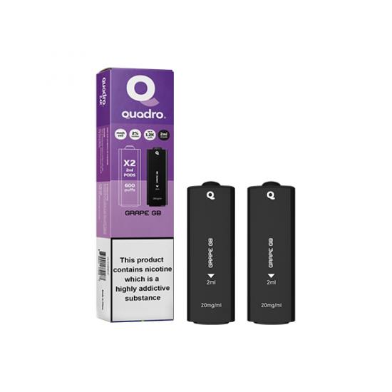 20mg Quadro 2.4k Replacement Pods - 2ml - Flavour: Grape GB