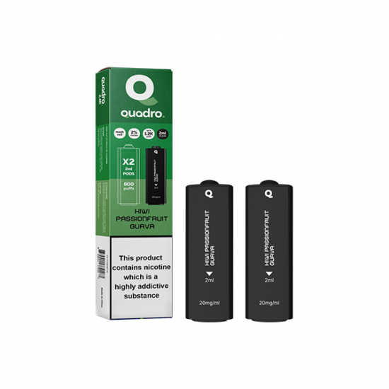 20mg Quadro 2.4k Replacement Pods - 2ml - Flavour: Kiwi Passionfruit Guava