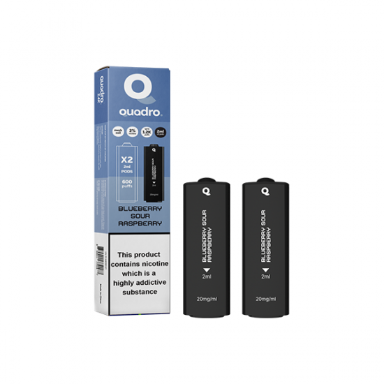 20mg Quadro 2.4k Replacement Pods - 2ml - Flavour: Blueberry Sour Raspberry