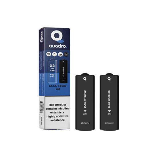 20mg Quadro 2.4k Replacement Pods - 2ml - Flavour: Blue Razz GB