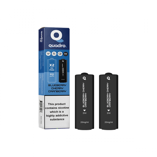 20mg Quadro 2.4k Replacement Pods - 2ml - Flavour: Blueberry Cherry Cranberry