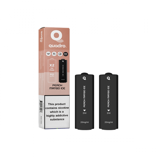 20mg Quadro 2.4k Replacement Pods - 2ml - Flavour: Peach Mango Ice