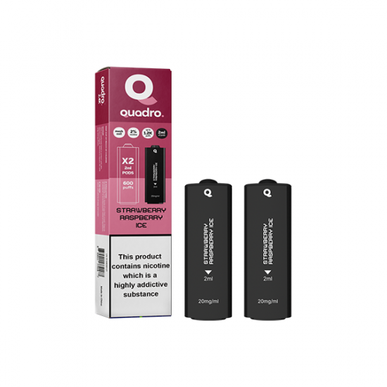 20mg Quadro 2.4k Replacement Pods - 2ml - Flavour: Strawberry Raspberry Ice