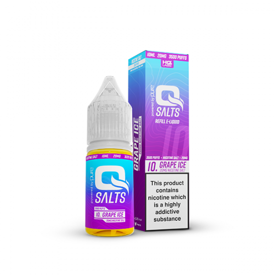 10mg Q Salts Nic Salts 10ml (50VG/50PG) - Flavour: Grape Ice