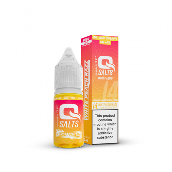 10mg Q Salts Nic Salts 10ml (50VG/50PG) - Flavour: White Peach Razz