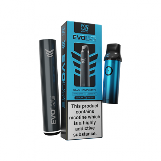 20mg Pod Salt Evolve Pen Starter Kit  600 Puff - Flavour: Blue Raspberry