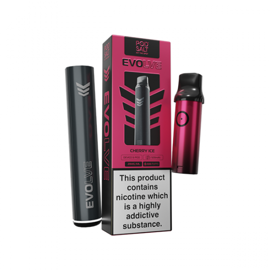 20mg Pod Salt Evolve Pen Starter Kit  600 Puff - Flavour: Cherry Ice