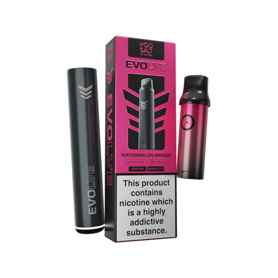 20mg Pod Salt Evolve Pen Starter Kit  600 Puff - Flavour: Watermelon Breeze