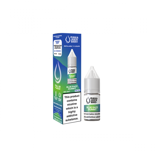 10mg Pukka Juice 5000+ 10ml Nic Salt (50VG/50PG) - Flavour: Blue Razz Gummy