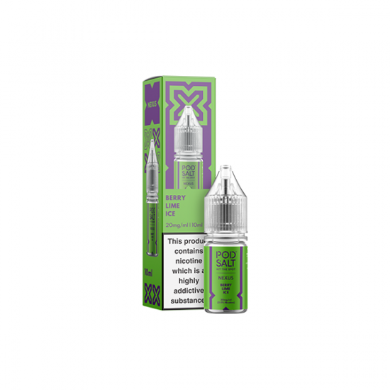 10mg Pod Salt Nexus 10ml Nic Salt (50VG/50PG) - Flavour: Berry Lime Ice