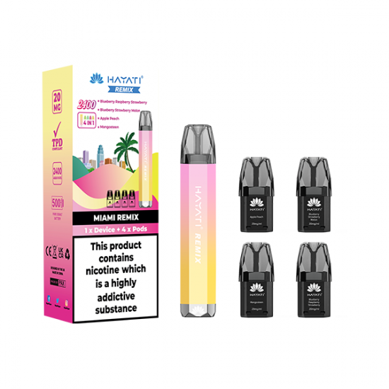 20mg Hayati Remix 4in1 2400 Pod Kit 2400 Puffs - Flavour: Miami Remix