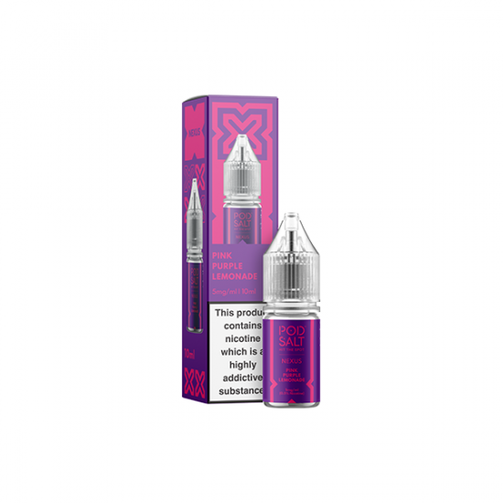 5mg Pod Salt Nexus 10ml Nic Salt (50VG/50PG) - Flavour: Pink Purple Lemonade