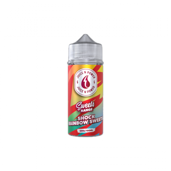 0mg Juice N Power Shortfills 100ml (70VG/30PG) - Flavour: Shock Rainbow Sweets