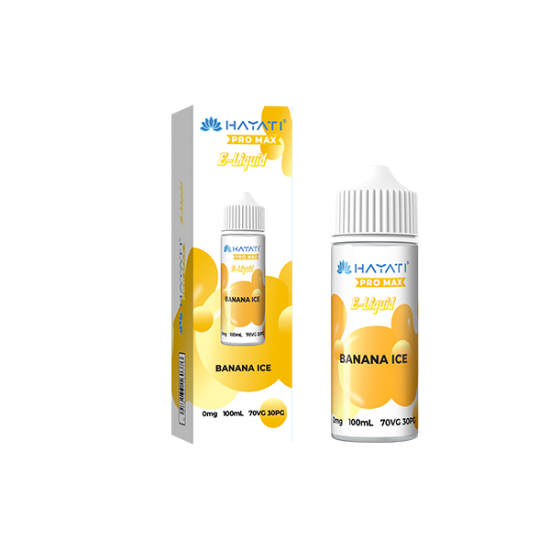 0mg Hayati Pro Max 100ml Shortfill (70VG/30PG) - Flavour: Banana Ice