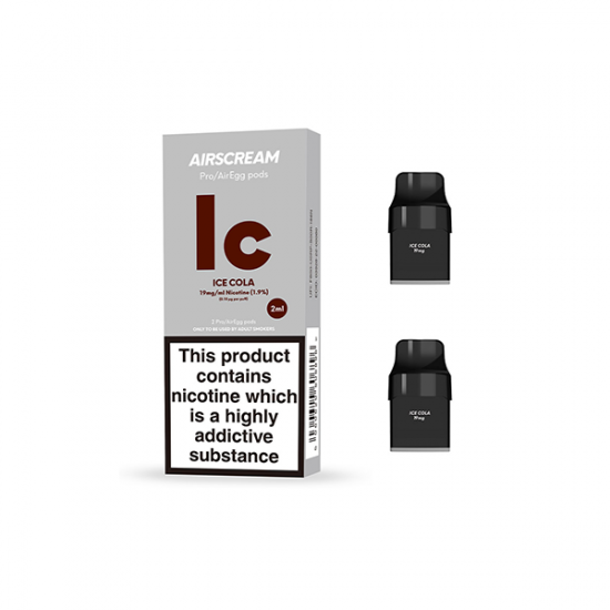 19mg AIRSCREAM Air Pre Filled Pods 2PCS 1.2Ω 2ml ( Compatible With  AirsPops Pro & AirEgg ) - Flavour: Ice Cola