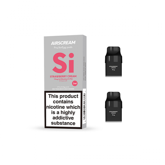 19mg AIRSCREAM Air Pre Filled Pods 2PCS 1.2Ω 2ml ( Compatible With  AirsPops Pro & AirEgg ) - Flavour: Strawberry Cream