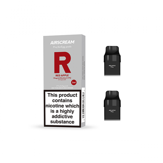 19mg AIRSCREAM Air Pre Filled Pods 2PCS 1.2Ω 2ml ( Compatible With  AirsPops Pro & AirEgg ) - Flavour: Red Apple