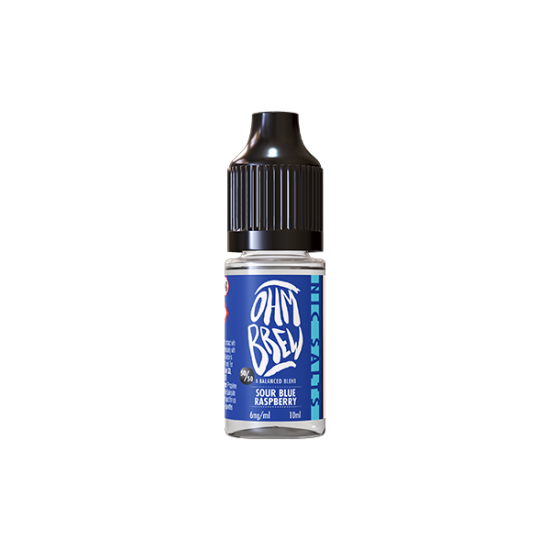 6mg Ohm Brew Balanced Blend 10ml Nic Salts (50VG/50PG) - Flavour: Sour Blue Raspberry