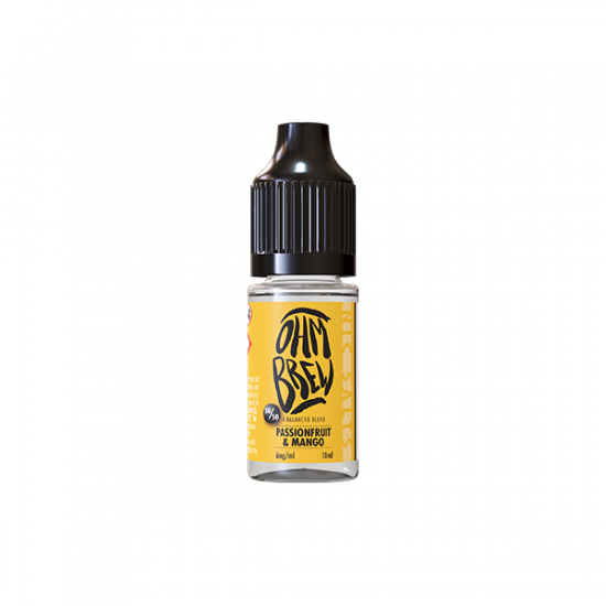 12mg Ohm Brew Balanced Blend 10ml Nic Salts (50VG/50PG) - Flavour: Passionfruit & Mango