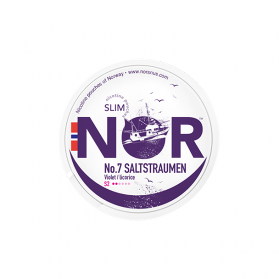 8mg NOR Slim Nicotine Pouches - 20 Pouches - Flavour: Saltstraumen - Violet / Licorice