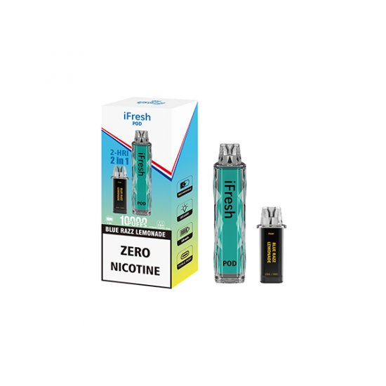 0mg iFresh 10,000 Puffs 2in1 Disposable Pod Kit - Flavour: Blue Razz Lemonade