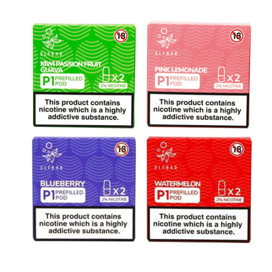 Elf Bar P1 Replacement 2ml Pods for ELF Mate 500 - Flavour: Strawberry Watermelon Bubblegum