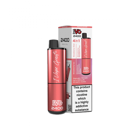 20mg I VG 2400 Disposable Vapes 2400 Puffs - 4 in 1 Multi-Edition - Flavour: Strawberry Edition