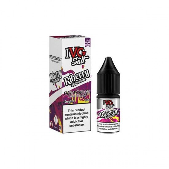 New! I VG Salt 20mg 10ml Nic Salt (50VG/50PG) - Flavour: Riberry Lemonade