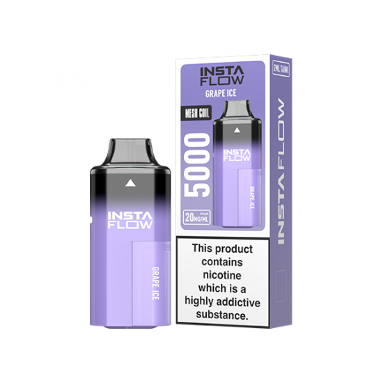 20mg Instaflow 5000 Disposable Rechargeable Vape Kit 5000 Puffs - Flavour: Grape Ice