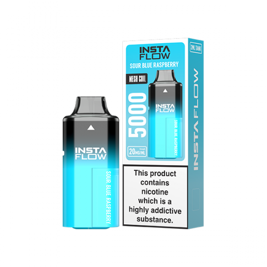 20mg Instaflow 5000 Disposable Rechargeable Vape Kit 5000 Puffs - Flavour: Sour Blue Raspberry