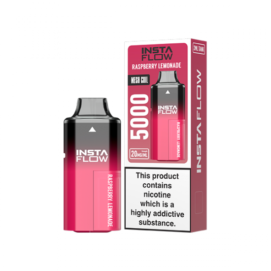 20mg Instaflow 5000 Disposable Rechargeable Vape Kit 5000 Puffs - Flavour: Raspberry Lemonade