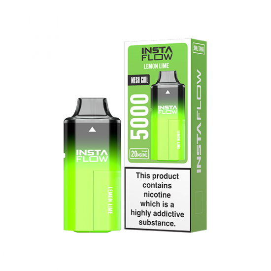 20mg Instaflow 5000 Disposable Rechargeable Vape Kit 5000 Puffs - Flavour: Lemon Lime