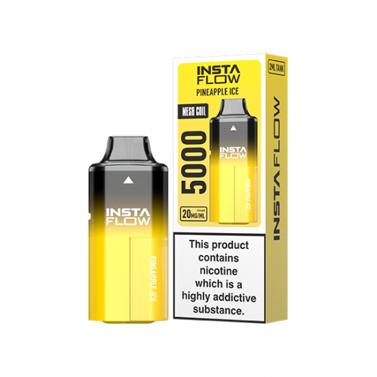 20mg Instaflow 5000 Disposable Rechargeable Vape Kit 5000 Puffs - Flavour: Pineapple Ice