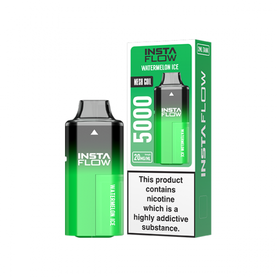 20mg Instaflow 5000 Disposable Rechargeable Vape Kit 5000 Puffs - Flavour: Watermelon Ice