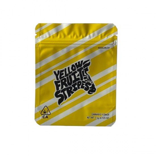 Printed Mylar Zip Bag 3.5g Standard - Label Included - Amount: x1 & Design: Yellow fruits Stripes