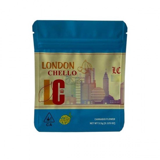Printed Mylar Zip Bag 3.5g Standard - Label Included - Amount: x1 & Design: London Chello