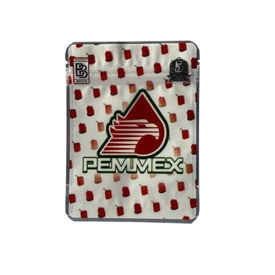 Printed Mylar Zip Bag 3.5g Standard - Label Included - Amount: x50 & Design: Pemmex
