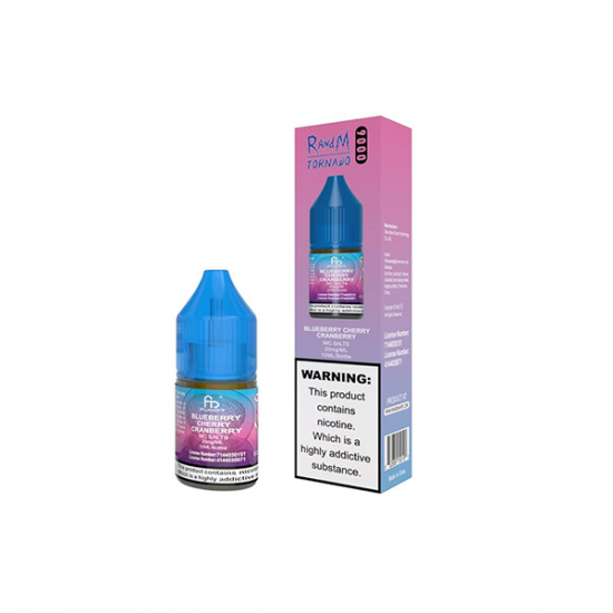 20mg RandM 9000 Tornado Nic Salts (50VG/50PG) - Flavour: Blueberry Cherry Cranberry