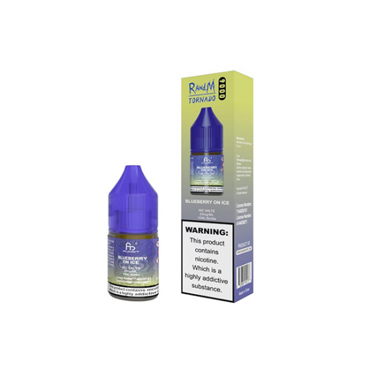 20mg RandM 9000 Tornado Nic Salts (50VG/50PG) - Flavour: Blueberry On Ice