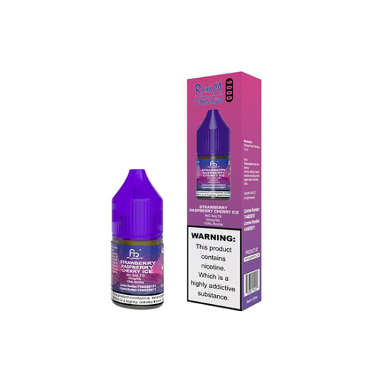 20mg RandM 9000 Tornado Nic Salts (50VG/50PG) - Flavour: Strawberry Raspberry Cherry Ice