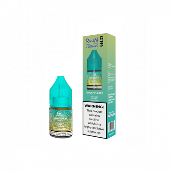 20mg RandM 9000 Tornado Nic Salts (50VG/50PG) - Flavour: Pineapple Ice