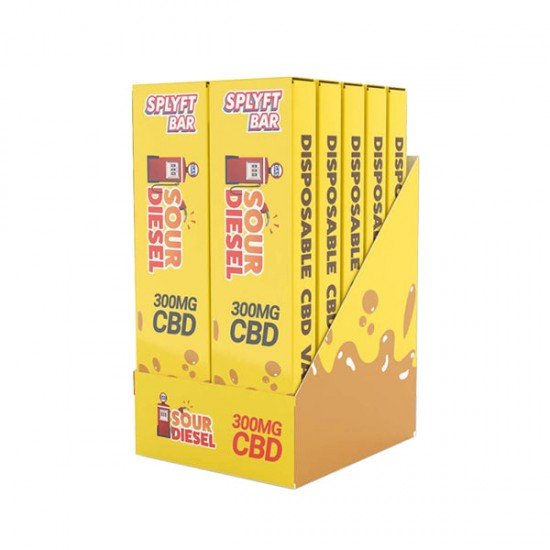 SPLYFT BAR 300mg Full Spectrum CBD Disposable Vape - 12 flavours - Amount: x10 (Display Box) & Flavour: Sour Diesel