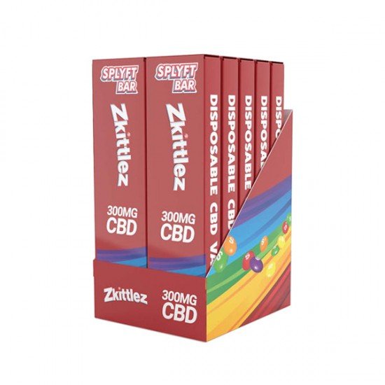 SPLYFT BAR 300mg Full Spectrum CBD Disposable Vape - 12 flavours - Amount: x10 (Display Box) & Flavour: Zkittlez