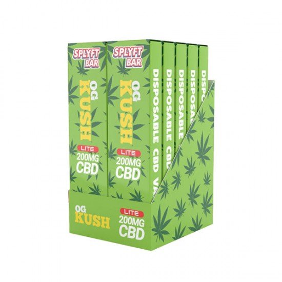 SPLYFT BAR LITE 200mg Full Spectrum CBD Disposable Vape - 12 flavours - Amount: x10 (Display Box) & Flavour: OG Kush