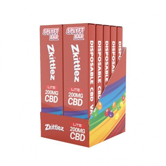 SPLYFT BAR LITE 200mg Full Spectrum CBD Disposable Vape - 12 flavours - Amount: x10 (Display Box) & Flavour: Zkittlez