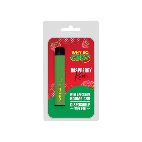 Why So CBD? 600mg Wide Spectrum CBD Disposable Vape Pen - 12 Flavours - Flavour: Raspberry Kush