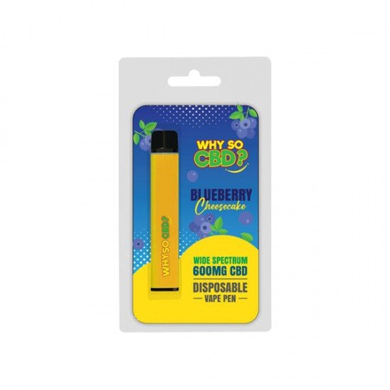 Why So CBD? 600mg Wide Spectrum CBD Disposable Vape Pen - 12 Flavours - Flavour: Blueberry Cheesecake