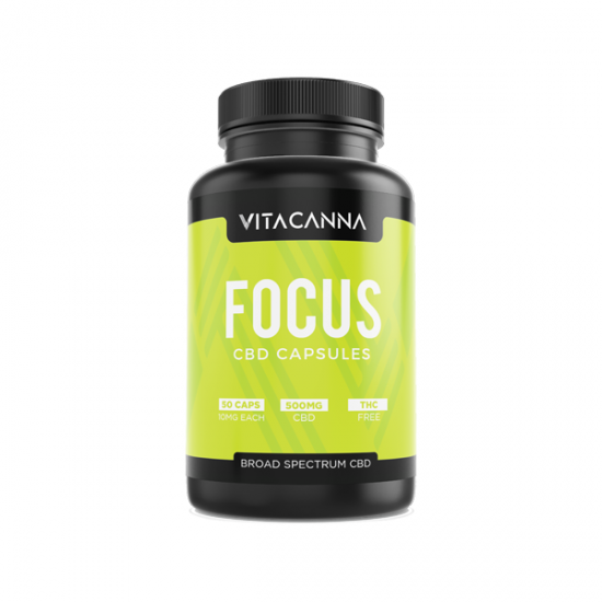 Vita Canna 500mg Broad Spectrum CBD Vegan Capsules - 50 Caps - Flavour: Focus